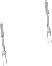 Totority 2pcs Stainless Steel Barbecue Fork Grill Accessories Stainless Skewers for Grilling Barbecue Sticks Meat Fork Stainless Steel Barbecue Stick Barbecue Skewer Silver