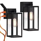 Outdoor Lights with GFCI Outlet, Wall Lantern Porch Light Fixtures Exterior W...