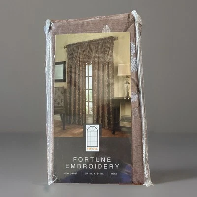 918 NYC Fortune 1 Panel Drape Curtain 54” X 84” Mink Semi Sheer Embroidered New