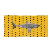 Life's a Beach Logo Great White Shark Beach Towel - Yellow