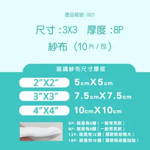 【勤達】滅菌純棉紗布、不織布 4X4 3X3 2X2 -10片裝醫用紗布