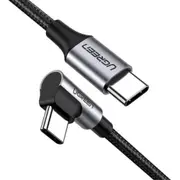 UGREEN 60W PD - 3A USB-C Cable - 1m - Grey / Black Angled - Nylon Braided - Aluminum Case [UG-50123]