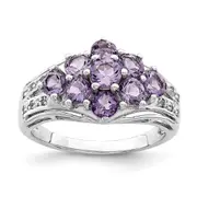Sterling Silver Rhodium-plated Amethyst u0026 White Topaz Fancy Ring