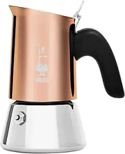 Bialetti New Venus Coffee Machine 2 Cups, Anti-Fire Handle, Not Suitable for Induction, 2 Cups (85 ml), Stainless Steel, Colour - Copper, Wattage - 3600