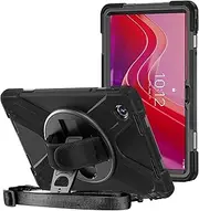 ProCase Protective Case for Lenovo Tab M11 / Lenovo Tab K11 LTE 2024, Rugged Heavy Duty Shockproof Rotating Kids Cover with 360° Rotate Kickstand & Shoulder Strap for Tab TB330FU TB330XU -Black