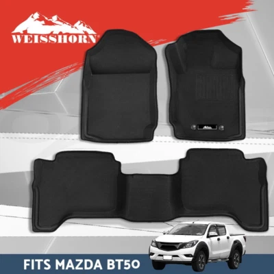 Weisshorn Mazda BT50 Car Floor Mats Dual Crew Cab 2012 - 2018 3D Rubber BT-50
