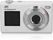 4K 48MP Digital Camera for Photography, Autofocus Vlogging Camera with Dual Screen, Flash, Anti Shake, 16X Digital Zoom Point and Shoot Camera, 128GB Expandable