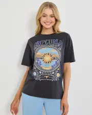 [Rip Curl] Rip Curl Women's Luna Heritage T-Shirt in Washed Black Size Medium M Washed Black