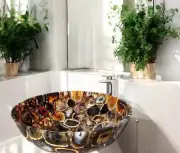 18" Agate Stone Sink Wash Basin Natural Stone Kitchen Sink Luxury Bathroom Decor