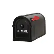 Hampton Post-Mount Mailbox Black Lettering Postal Mail Box Large Non Rust