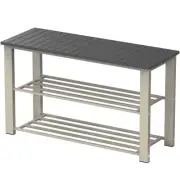 Wood Top Shoe Storage Bench for Entryway Grey