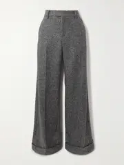 [Brunello Cucinelli] Brunello Cucinelli - Herringbone Woven Wide-leg Pants - Gray - IT40 IT 40 Gray