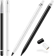 Outus 4 Pieces Metal Inkless Pen Everlasting Pencil Infinite Write Pen with Eraser Aluminium Pencil Metallic No Ink Signing Pen Kids Adults Office Home School Supplies (Black, White)