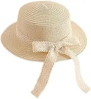 [XYX] Little Girl Kids Breathable Summer Straw Hat Foldable UV Protection Bowknot Wide Brim Floppy Beach Sun Visor Hats