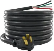 Conntek 14302 RV/Generator Power Cord 30-Foot 50 Amp Male Plug to Bare Wire, Black