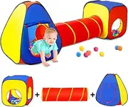Moncoland Kids Play Tent with Ball Pit+Crawl Tunnel+Castle Tent, Pop Up Toddlers Playhouse for Boys and Girls Gift, Collapsible Children Play Tent Toy Indoor and Outdoor Games (Colorful Fort), BONGTY0001