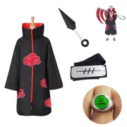 Adult Naruto Akatsuki Robe Cloak Hidan Costume Ring Headband Kunai