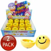 2 x DOME POPPER SMILE FACE TOYS NOVELTY PARTY POPPERS PUSH FLY TRICK KIDS 45mm