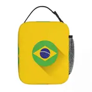 c147 Brazil National Flag Lunch Bags Insulated Lunch Tote Portable Bento Box Leakproof Picnic Bags for Woman Work Children School k147