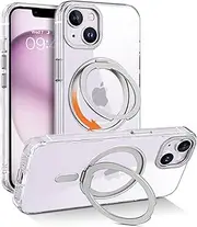 YINLAI Magnetic Case for iPhone 15 Plus Case, iPhone 14 Plus Case, [Compatible with MagSafe] with 360° Rotatable Ring Stand Slim Shockproof Protective Phone Cases for iPhone 14/15 Plus 6.7", Clear