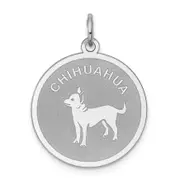 Sterling Silver Rhodium-Plated Chihuahua Disc Charm