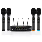 Pyle Wireless Microphone System Set w/ Bluetooth Receiver Base & 4 Mics (4 Pack)