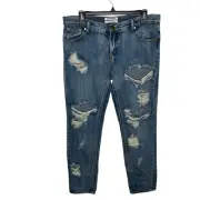 One Teaspoon Jeans Womens 29 Medium Wash Cobain Distressed Awesome Baggies Rip