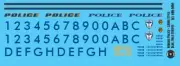 S Scale (1:64) - Generic Police 1990s Style Blue Lettering Decals