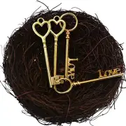 20 Heart Skeleton Keys 84mm Large Valentines Love Jewelry Gifts Gold Bulk