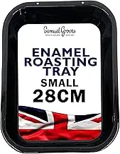 Samuel Groves Vitreous Enamel Roasting Tin, Small 28cm Tray, UK Made, Roasting Tin, Roasting Tins, Baking Tray Set, Roasting Tray, Turkey Roasting Tray, Roasters (28cm)