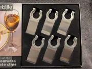 Stemware Plate Clips Set of 6 Original Box Metalla Stainless Steel Partyware