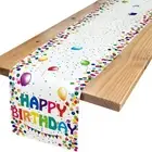 Happy Birthday Table Runner 12x72 Inches White Table Runner Celebrate Birthda...