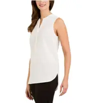 Hilary Radley Ladies' Sleeveless ,Half Zip, Blouse, Ivory, Size XX-Large