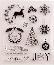 arriettycraft Merry Christmas Decors Deer Elk Balls Snowflakes Clear Stamps for Cards Making Decoration and Scrapbooking Rubber Stamps for Craft-A1160
