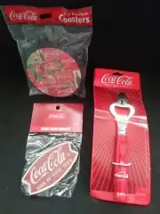 Coca-Cola Bottle Opener, "Coca-Cola Sign of Good Taste" Magnet, 4 Coasters