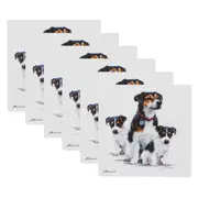 6PK Ashdene Puppy Love Jack Russell Ceramic Coaster Square 10x10cm Drink Pad