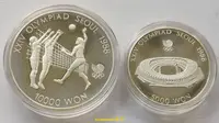 在飛比找露天拍賣優惠-滿300出貨排球+場館2 韓國1988年漢城奧運會紀念幣1.