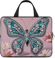 Laptop Case Sleeve Shockproof Computer Carrying Bag Rhinestone Butterfly Laptop Bag Tote Lightweight Notebook Case Cover Traveling Briefcase Handle Bags for Travel Business 17inch
