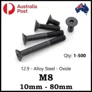M8 (8mm) Countersunk Socket 12.9 Screw s Bolt s Hex CSK Course Alloy Black Oxide