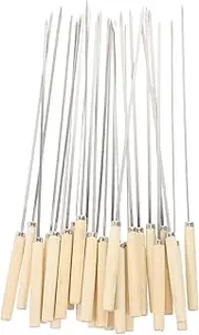 GETAJGHSD 25pcs Stainless Steel BBQ Skewers with Handles Heavy Duty Flat Grilling Sticks for Meat and Vegetables for Outdoor Barbecue Parties and Gatherings