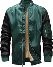 [MACHLAB] Men's Windproof Bomber Jacket for Men,Fleece Lightweight Track Jackets Sportwear Casual Windbreaker Coat Outerwear