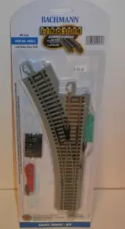 Bachmann HO E-Z Track Grey Nickel Silver Remote Turnout Left #44561 NIP