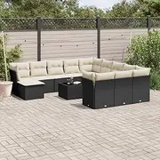 Garden Sofa Set with Cushions, Outdoor Chairs, Rattan Table, Patio Furniture, Small Balcony & Wicker Chair, 13 Piece