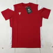 Macron Red / White Polis Jersey Short Sleeve Soccer Shirt Boys Size XXS (9-10Y)