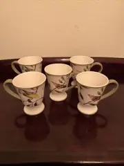 NWT 5 Ea Bird Garden by Noble Excellence White Avian Bird Themed Stoneware Mugs