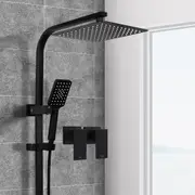 ACA Black Shower Head Set with Taps 10" Rain Handheld 3-MODE Heads Square WELS High Pressure
