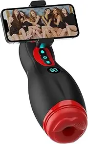 Male Masturbator Mens Sex Toys - Phone Holder Penis Pump Male Sex Toy with 9 Sucking & 9 Vibrating Adult Toys Blowjob Machine, LCD Display Stroker Vibrator Sex Toys for Men