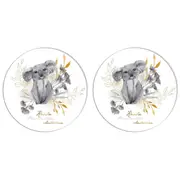 2PK LMD Koala Ceramic Surface Protector Trivet Home Decor Round 25cm Black/White