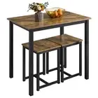 Rustic/Brown Dining Bistro Set Table Stools Kitchen Dining Room Wood Metal New