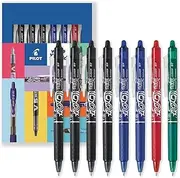 Pilot FriXion Ball Clicker Heat/Friction Erasable Retractable Rollerball Pen, Stationary - 0.7mm Nib Tip, 0.35mm Line - Black, Blue, Red, & Green Ink - Cardboard Gift Set Pack of 8 Pens